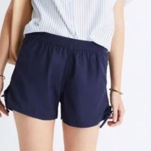 Madewell Pull On Side Tie elastic waist navy blue shorts size medium